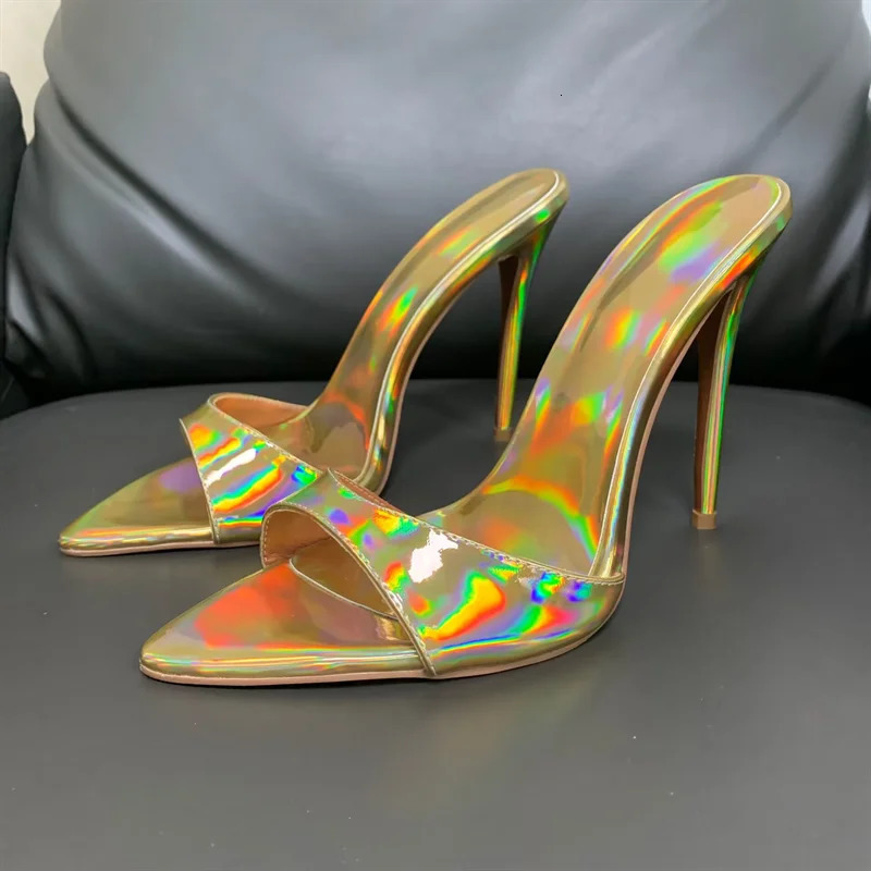 Super-high Heel Slippers Women Shoes Summer Peep Toe Mixed Colors Stiletto Sandals Sexy Party Ladies Shoes Woman Pumps 260306