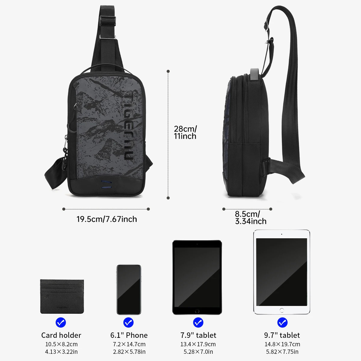 Tigernu Chest Bags For Men Cool Style Men Shoulder Bag 97inch IPad Bag Casual Male Crossbody Bag Lightweigt Mini Bags Messenger 260305