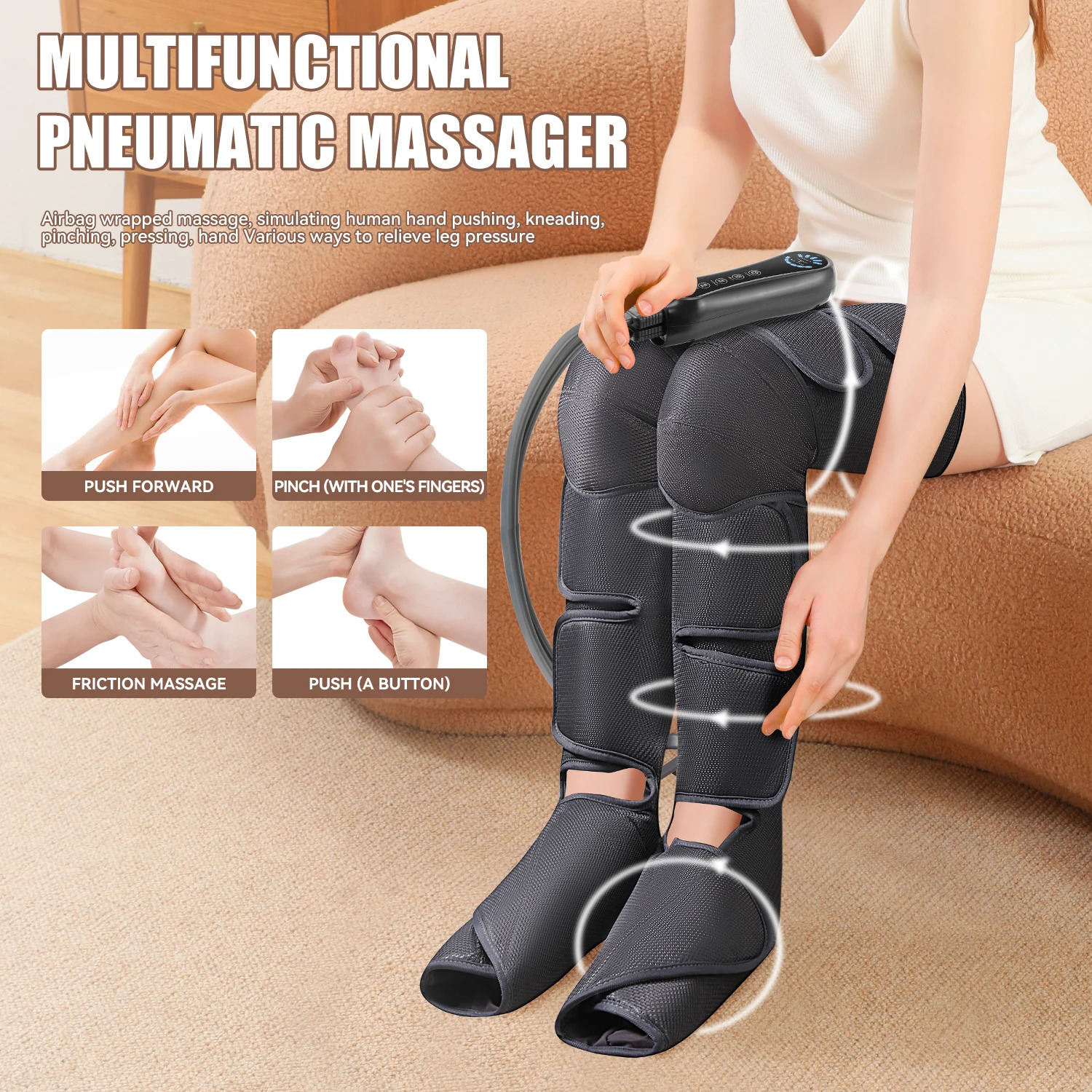 Air Compression Leg Massager Foot Calf Machine Blood Circulation Relaxation Instrument Long Airbag Vibration Heating Knee Tool 260304