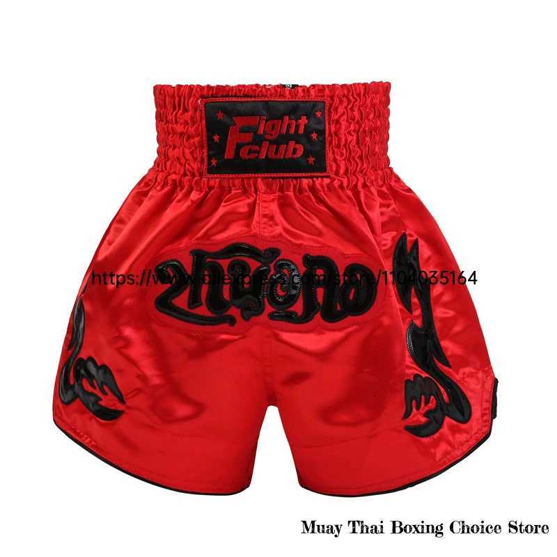 Muay Thai Shorts Fluorescent Green Thai Boxing Shorts Men Women Kids Satin MMA Clothes Fitness Sports Fight Kickboxing Shorts X260306