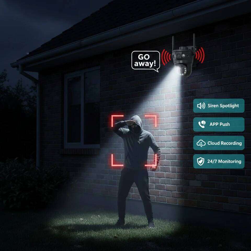 6K 12MP WIFI PTZ IP Three Lens Outdoor Waterporof Auto Tracking Wireless CCTV Security Surveillance Camera Two-Way Audio 26W0306