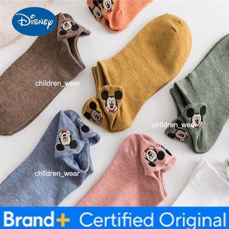 Disney 4 Pairs Cartoon Women Socks Low Tube Boat Socks Cartoons Embroidery Mouse Funny Ankle Socks Cotton Low Cut Kawii Socks H2603061