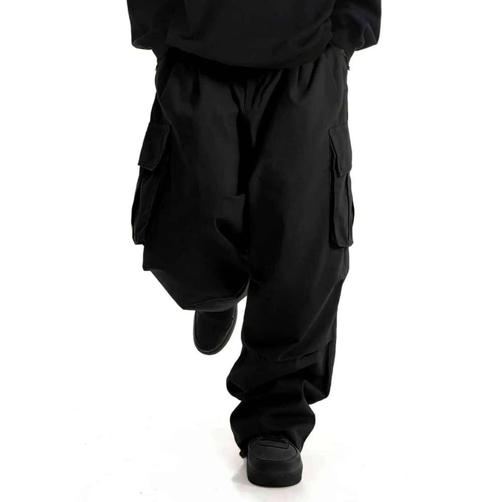 plus Size Men's Workwear Wide Leg Pants Loose Street Style Trendy Cargo Trousers