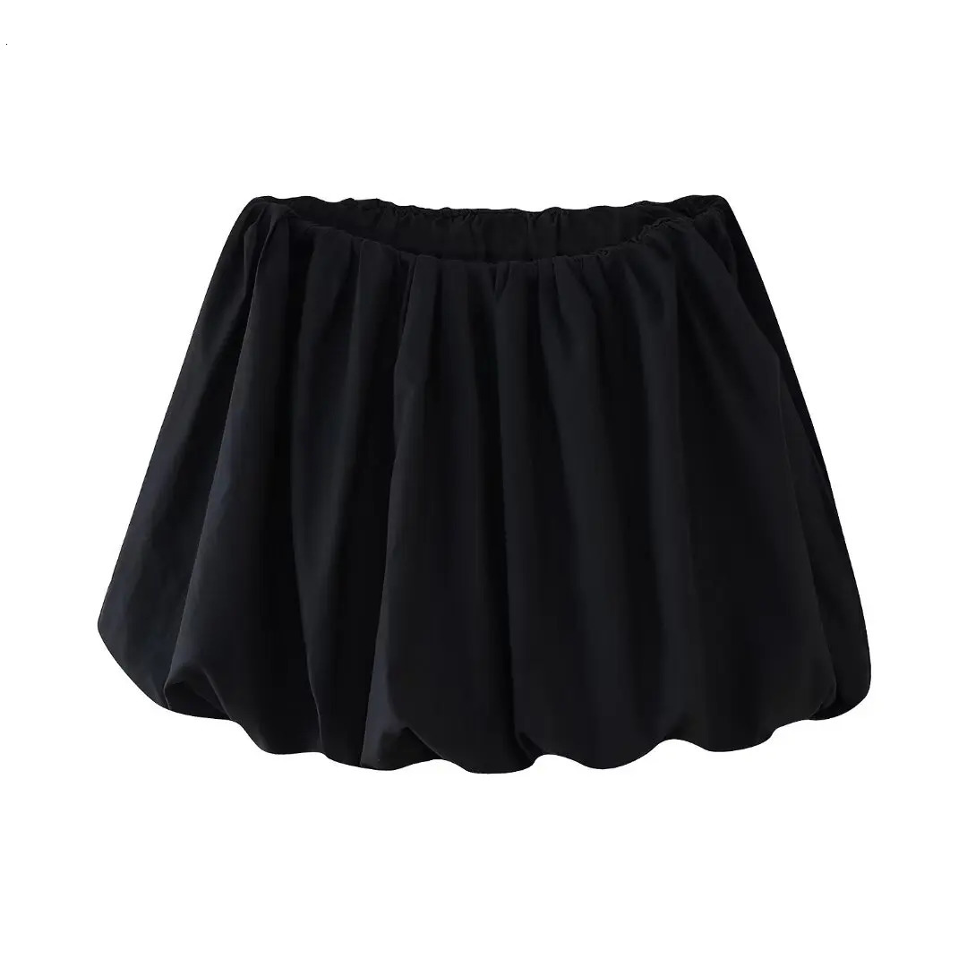 DUOPERI Women Fashion Solid Mini Balloon Skirt High Elastic Waist Female Chic Lady Casual Y2K Short Skirt 260228