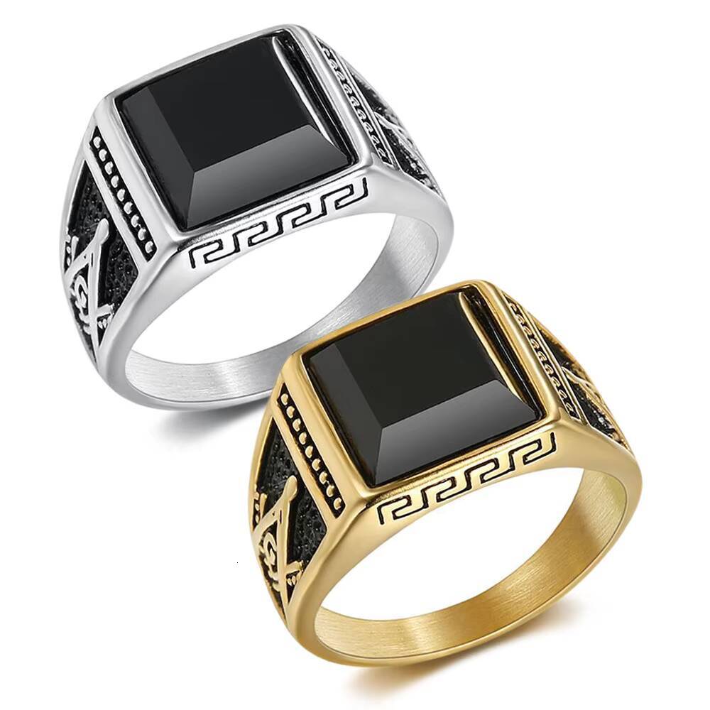 hot sale retro Masonic AG mens ring made of titanium steel ring