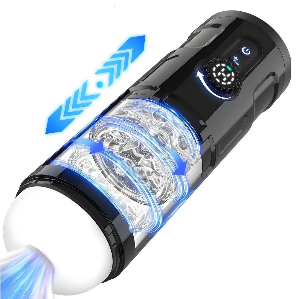 Automatic Telescopic Male Masturbator 9 Thrusting Rotating Modes Pocket Pussy Blowjob Sex Machine Penis Pump Piston Mastubator W260305