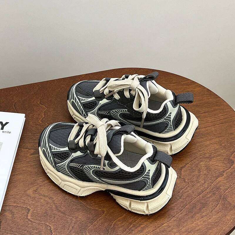 High Street Fashion Chunky Sneakers for Children Girls Boys Big Kids Breathable Sport Tennis Infant Light Shoes 26Y0304