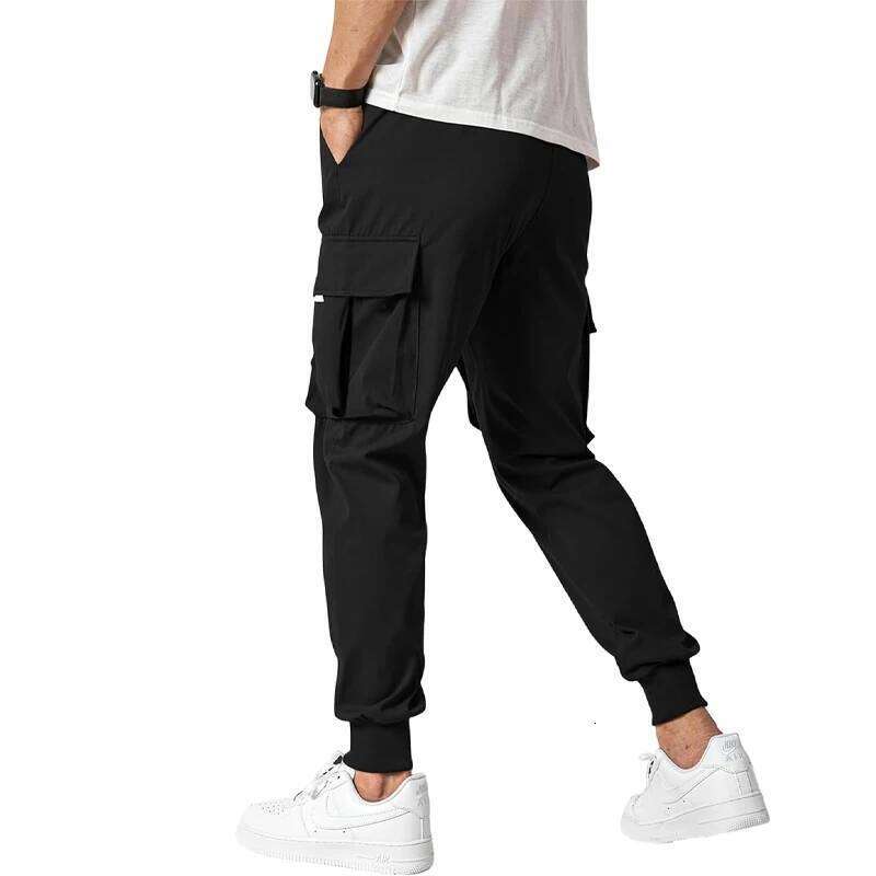 Spring Men's Cargo Trousers Long Sports Sweatpants Elastic Waist Casual Drawstring Streetwear Baggy Pants for Men
