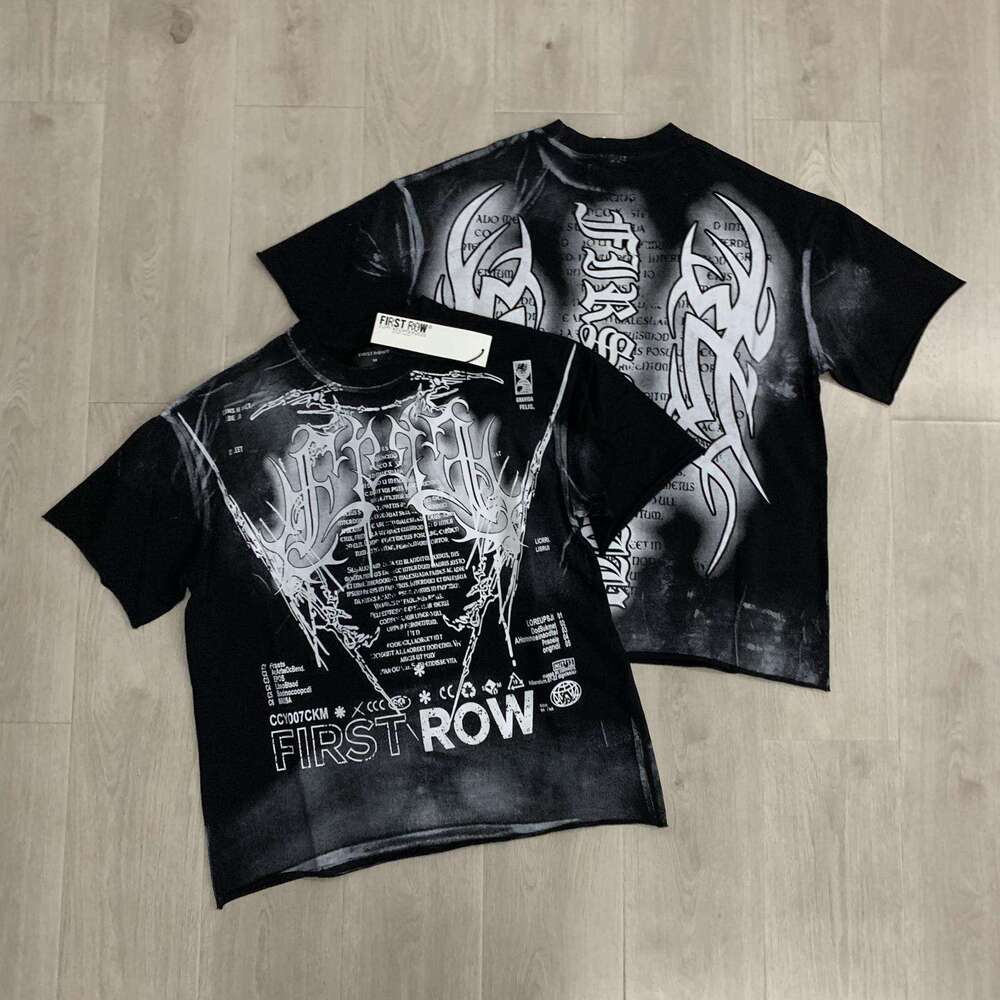 Cross-border foreign trade European American trendy brand FIRST ROW full rhinestone street fashion short-sleeve T-shirt for men and women