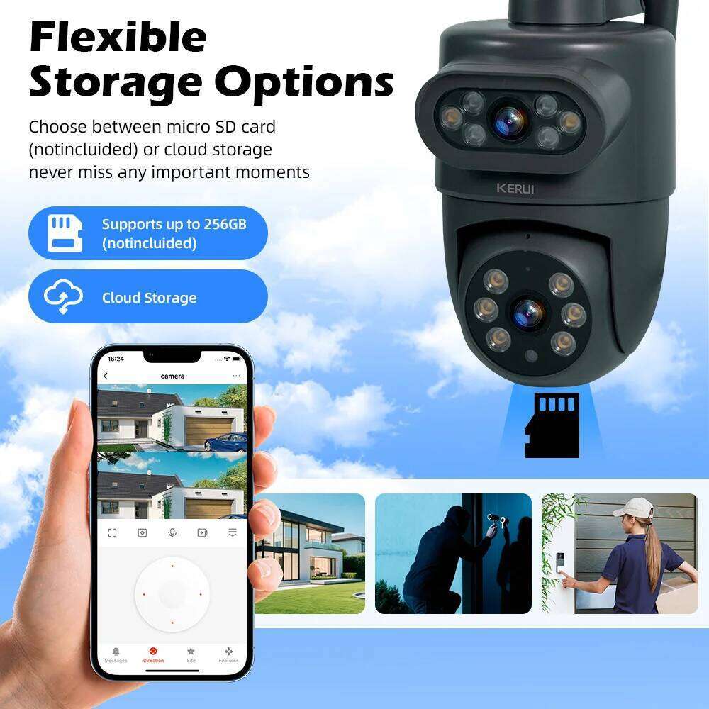 KERUI Tuya Smart 5K 10MP Dual Lens Outdoor Pan/Tilt Home Security Wi-Fi Camera 360 Motion Tracking Works With Alexa 26W0306
