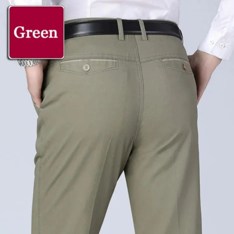 Mens Summer Thin Pants Classic Casual 100 Cotton Business Fashion Stretch Solid Comfortable Elastic Straigh Trousers KOACUS 260306