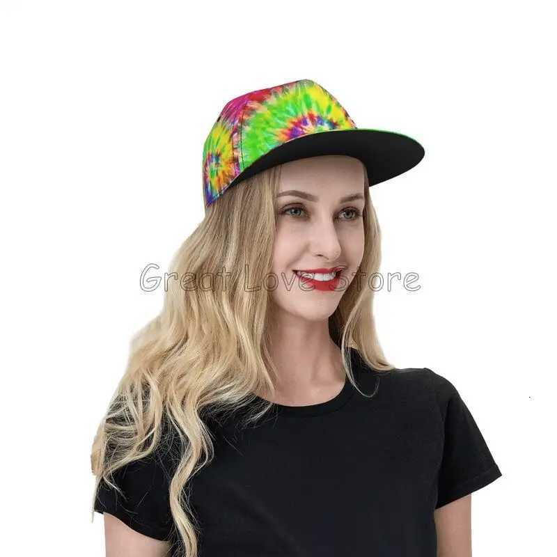 Baseball Cap Men Women - Rainbow Tie Dye Adjustable 3D Printed Snapback Flat Bill Hip Hop Hat S260306