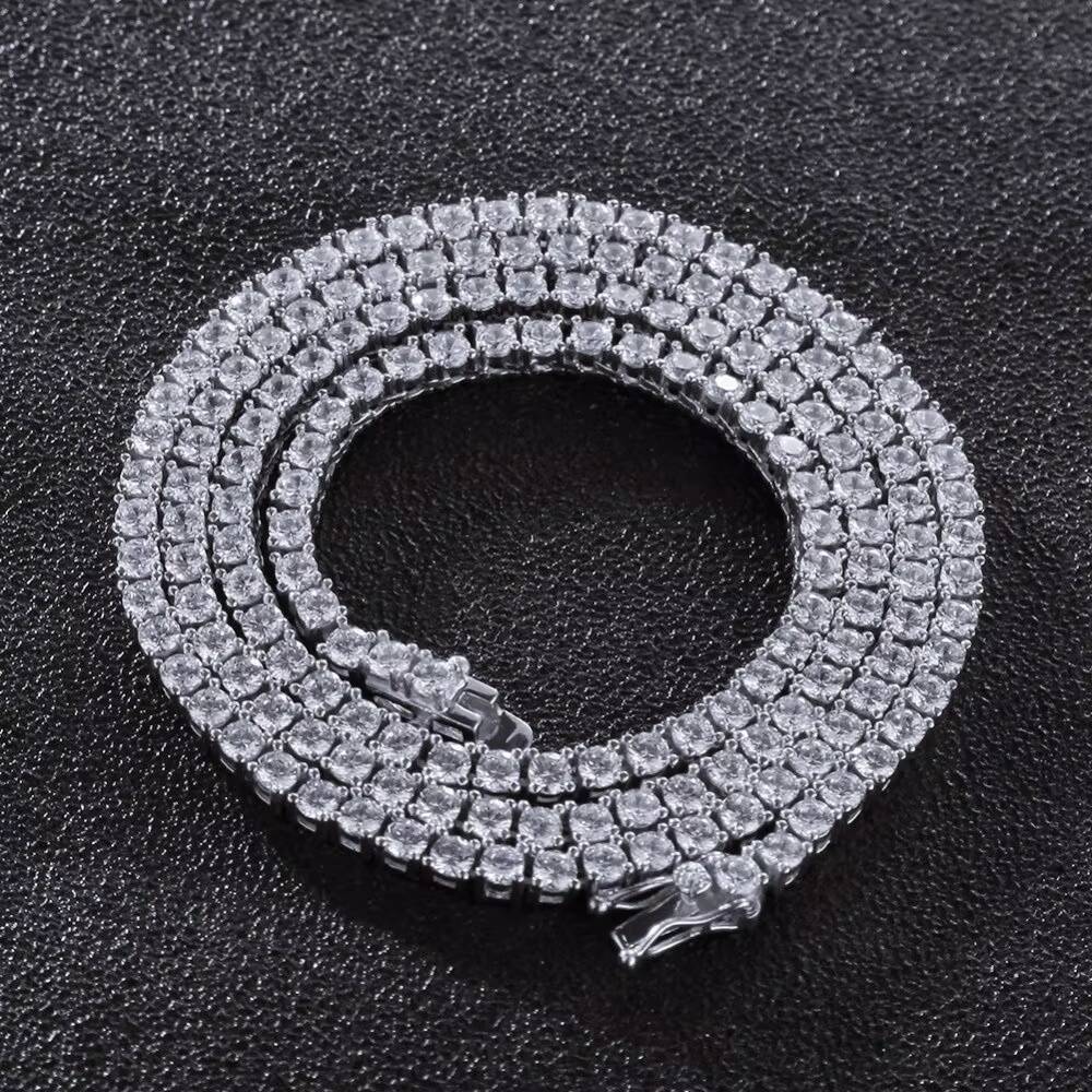 3mm 4mm Wholesale Custom Tennis Chains 925 Sterling Silver Link Chain Hip Hop Jewelry Necklaces Iced Out Moissanite Diamond Tennis Chain