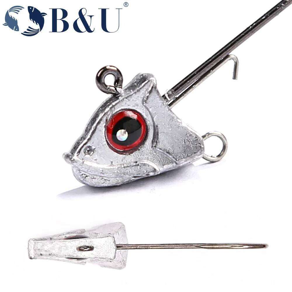 B&U Hook 3/0 4/0 With Red Eyes Crank Jig Head For Soft Lure Fishing Accessories Tackle Jigging Jigs Fishhook Y260305