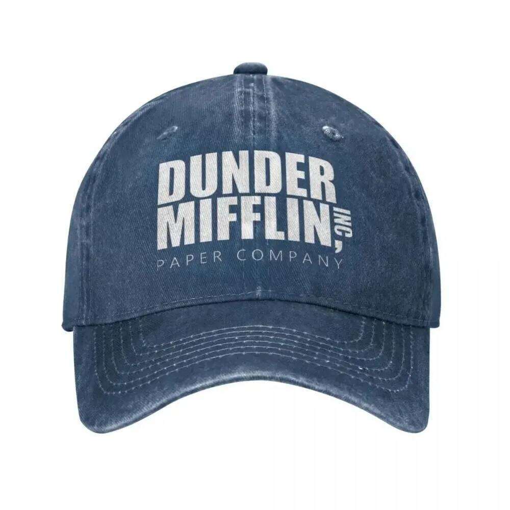 Classic Dunder Mifflin Logo Baseball Caps Men Women Distressed Denim Washed Sun The Office Travel Adjustable Hats Cap Y260304