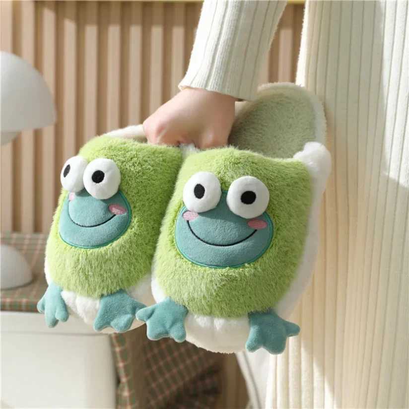 Womens House Slipper Female Frog Bear Winter Warm Kawaii Cartoon Plush Contton Indoor Non Slip Funny Cute Fuzzy Home Floor Shoes S260305