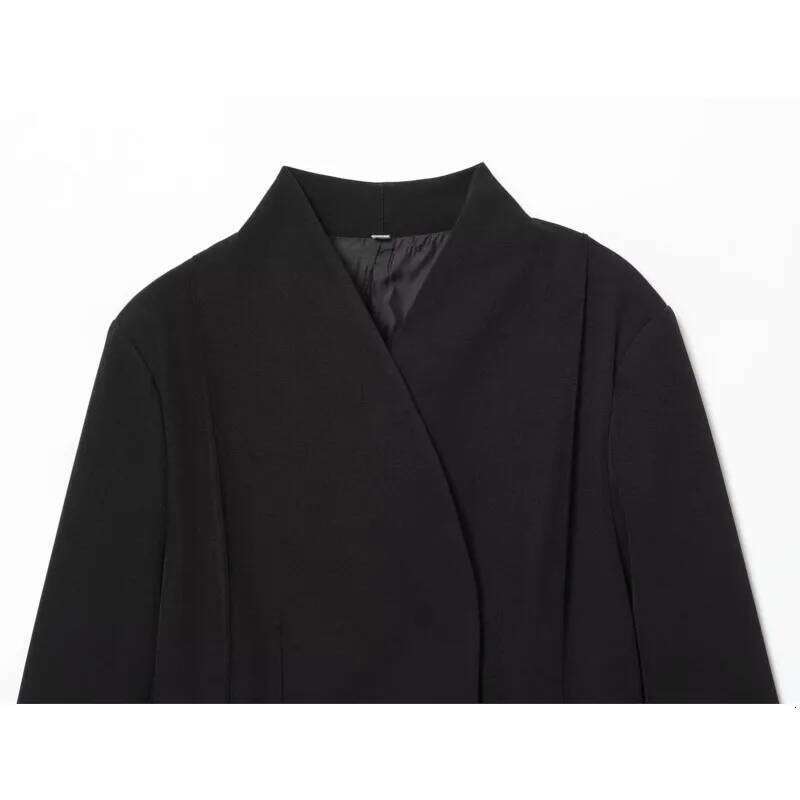 Autumn Women Simple Blazer V Neck Long Sleeve Women's Casual Pocket Coats Chic Female Tops