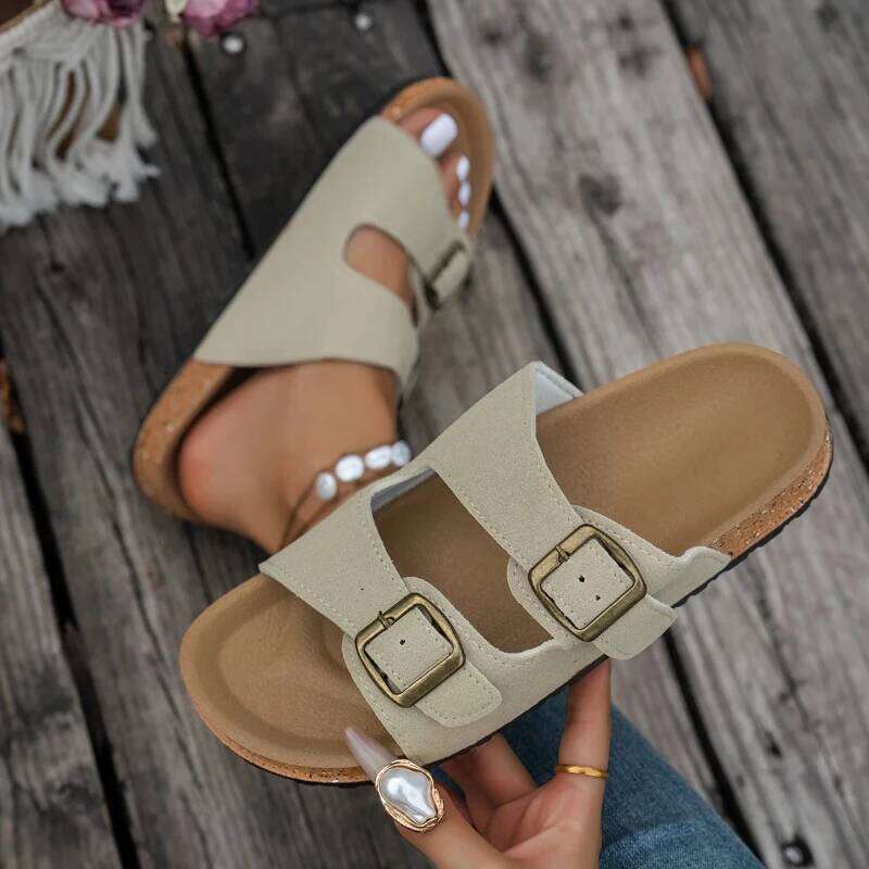 2026 New Summer Fashion Buckle Breathable Slippers Outdoor Casual Flip Flops Designer Women Shoes