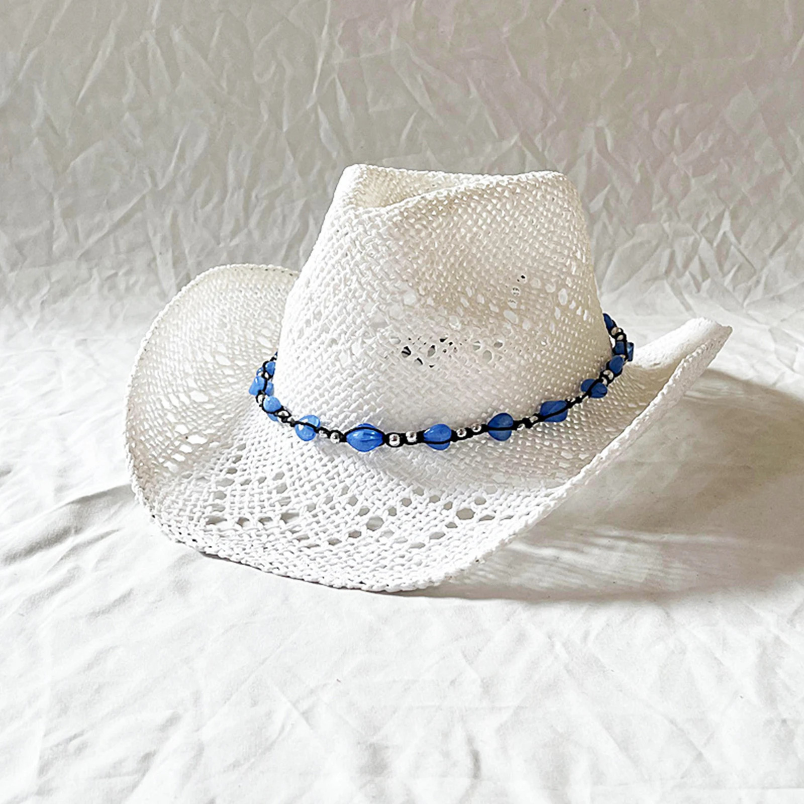 Fashion Women Men Bohemian Cowboy Hat Straw Cowboy Hats Wide Brim Sunshine Hollow Out Sun Hats Holiday Cap 260228
