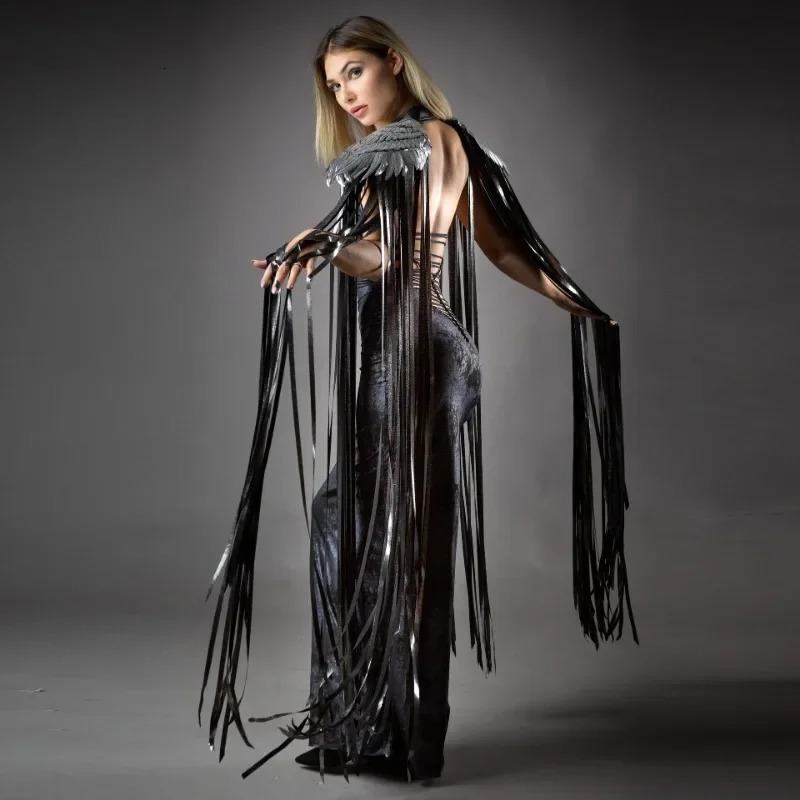 CPSYMYM Gothic Sequin Fringe Tassel Wings Cover Ups Unisex Y2K Cosplay Costumes Capes Streetwear Beach Party Shawl Cloak 260228