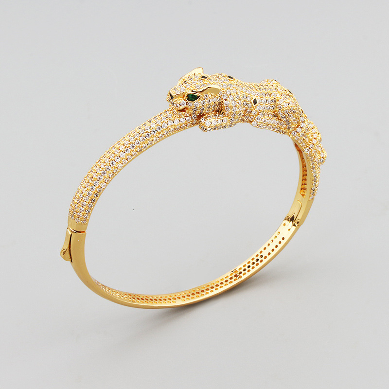 Bracelet Style Elegant Women's Leopard And Ring Set With Unique Punk Design Leopard-Shaped Bracelet