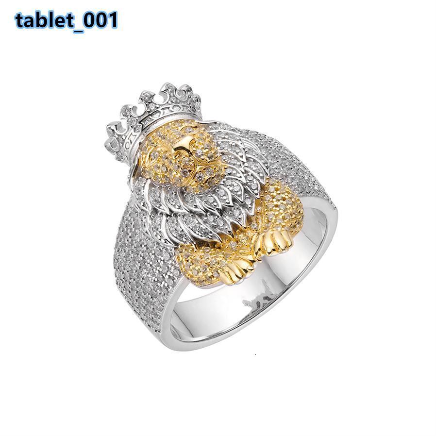 Hiphop Fine Jewelry VVS Moissanite Iced Out 925 Sterling Silver 14K Gold Plated Lion Face Animal Head Dollar Sign Men Rings