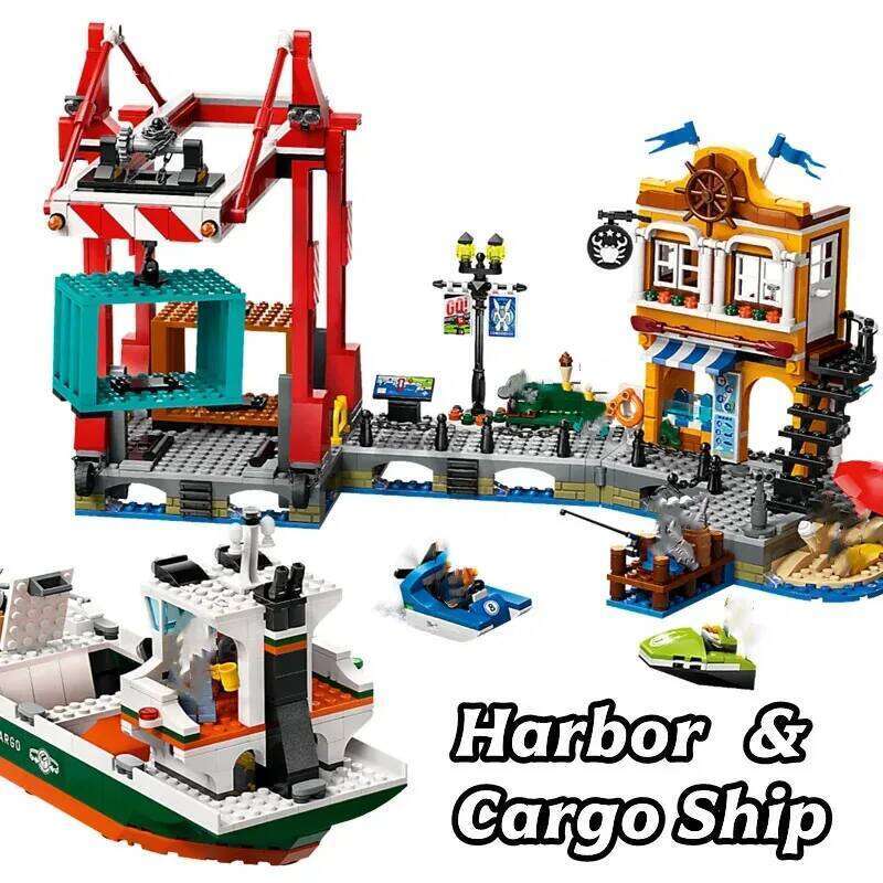Third Party Compatible 60422 City Series Building Blocks Ship Terminal Port Cargo Harbor Crane Children's Toys Assembling Gift Z260306