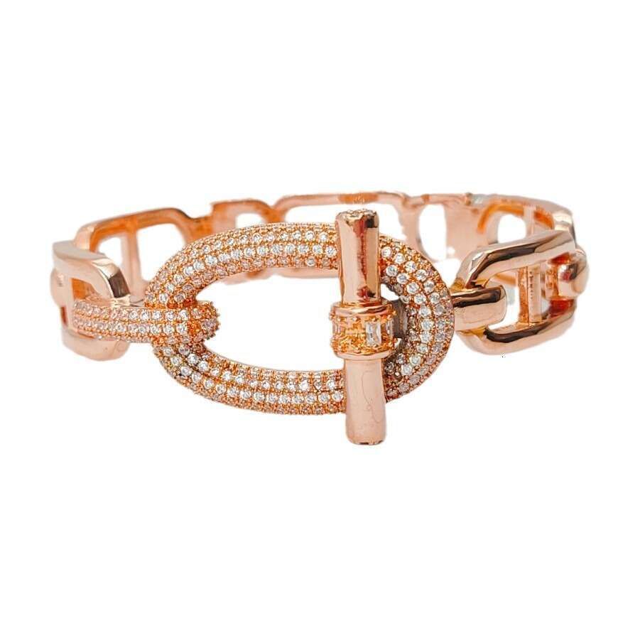 Hot Sale Two-Tone OT Crossbar Bracelet Ring Set, Heavy Craft Hand Accessories For Women