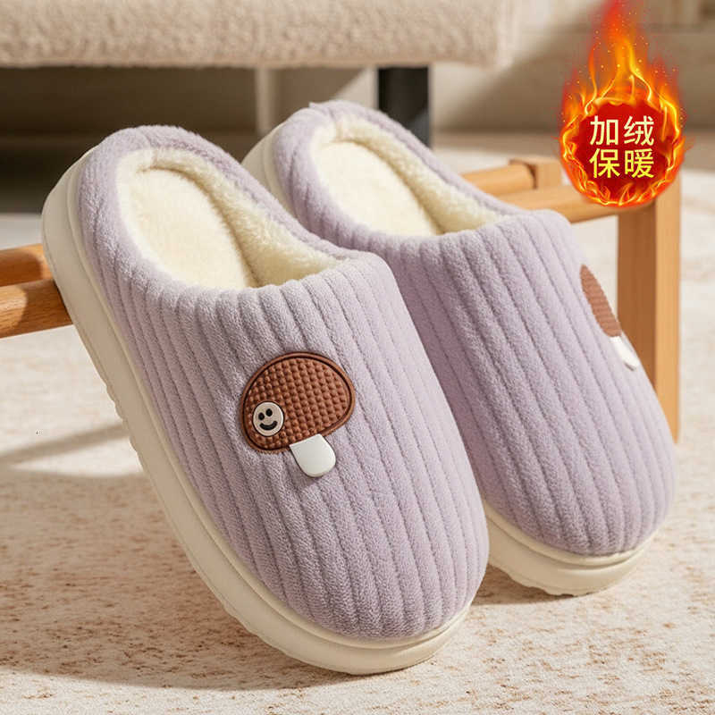 2025 New Plush Cotton Slippers for Women Autumn and Winter Indoor Home Slippers with Soft Cushioning Warm Fleece-Lined Cotton Shoes for Men S260305