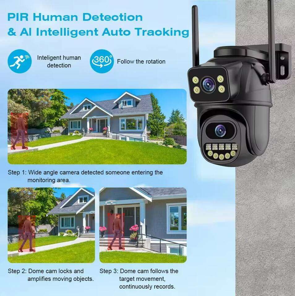 4K 8MP WiFi Surveillance Camera,AI Human Detect, Dual Lens, 4X Digital Zoom, Outdoor Security PTZ IP Cameras 26W0306