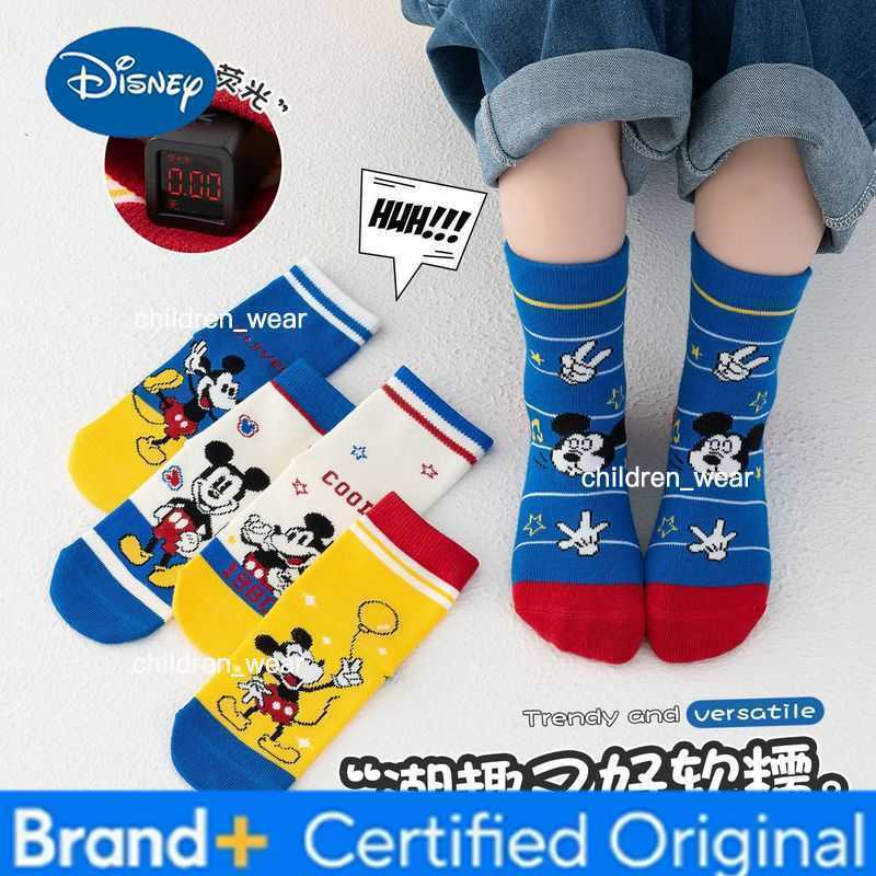 Disney 5 Pairs Cartoon Mickey Children Socks Spuer Cute Boy Socks Comfortable Cotton Socks Autumn Spring Summer Winter Socks 1-8 Years H260306