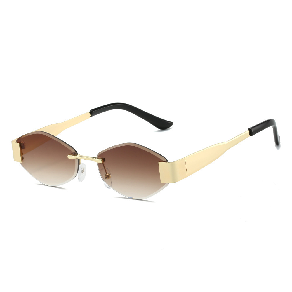 Free Shipping New Style Glasses European and American Frameless Beveled Metal Retro UV400 Trendy Sunglasses Wholesale