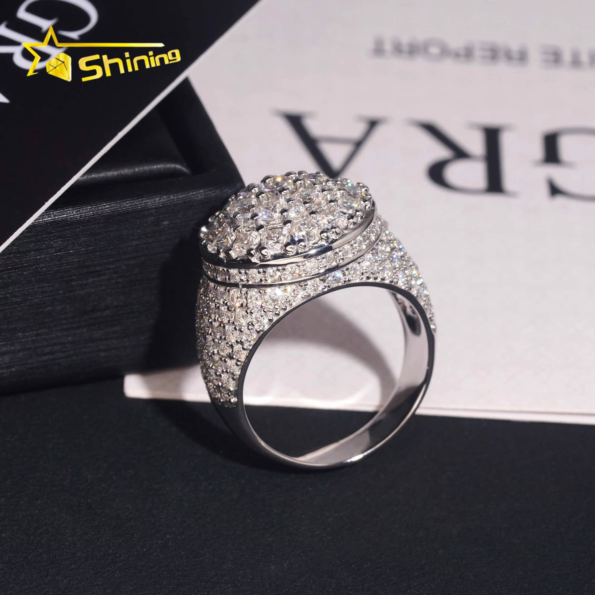 USA Local Stock Shipping Iced Out Hot Selling Moissanite Pass Diamond Tester Mens Ring 925 Silver VVS Moissanite Ring