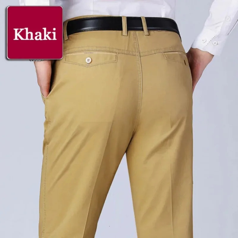 Mens Summer Thin Pants Classic Casual 100 Cotton Business Fashion Stretch Solid Comfortable Elastic Straigh Trousers KOACUS 260306