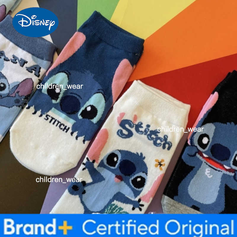 Disney In-Stock Cartoon Merchandise High Appearance Level Cute Stitch Free Sized Cotton Soft Short Socks Suitable For Boys And Girls H260306