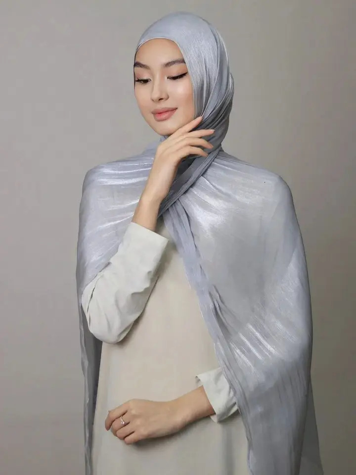 Shimmershawl Silk Hijab Scarf Breathable Cool Island Satin Medine Silk Veil Muslim Hijab Shiny Silk Shawl Womens Scarves Tippet 260304