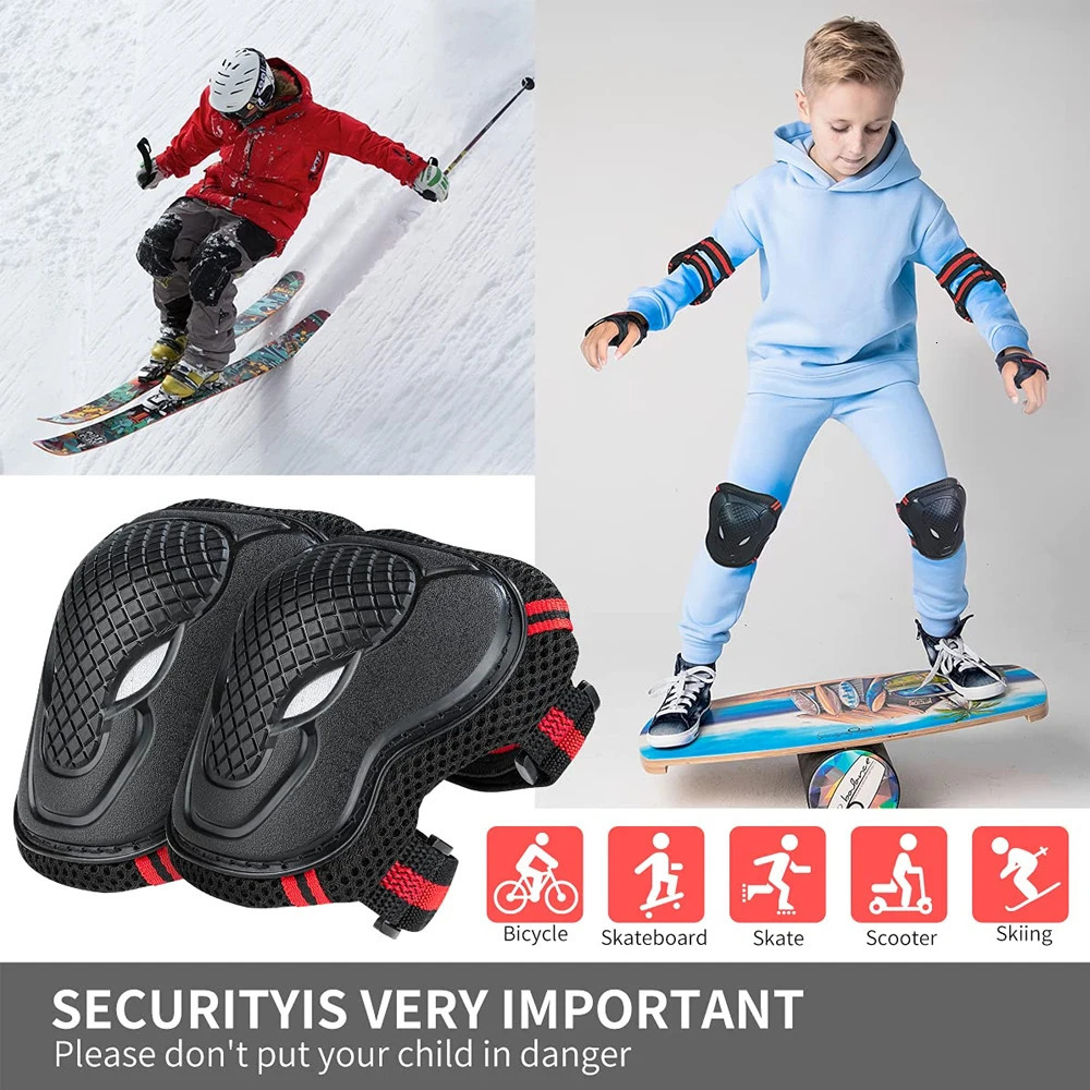 BraceTop 6Pcsset Teens Adult Knee Pads Elbow Wrist Guards Protective Gear for Roller Skating Skateboarding Cycling Sport 260228