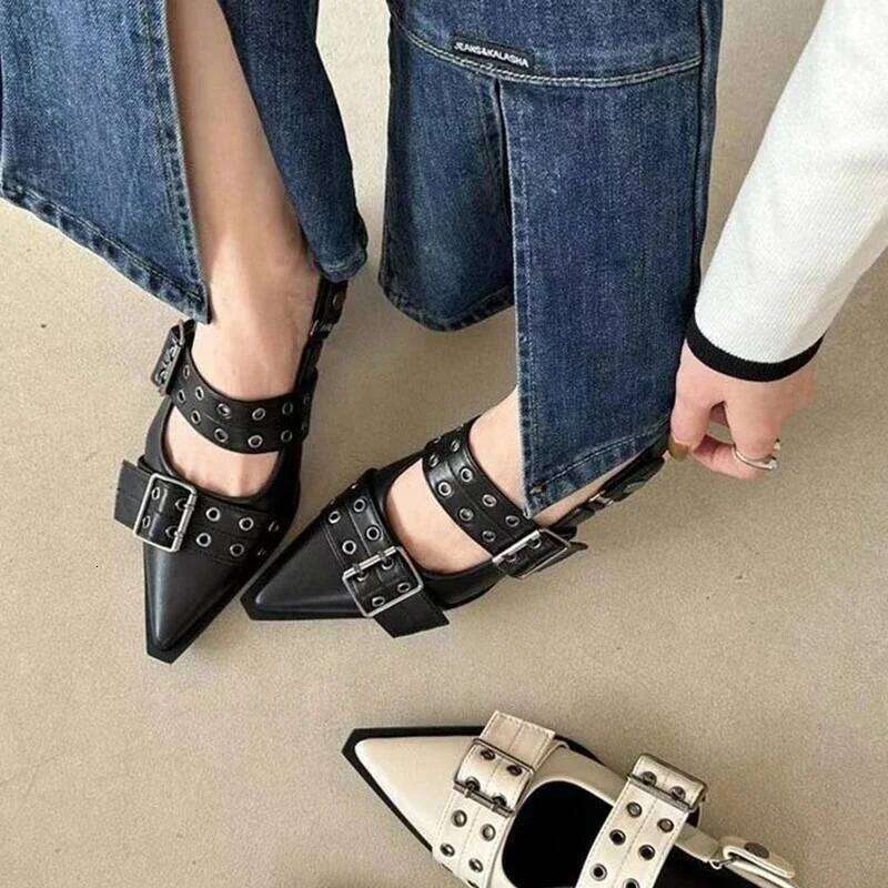 Women's New French Style Pointed Toe Mary Jane Retro Medium Thick Heel for Women with Skirts and Small Leather Shoes