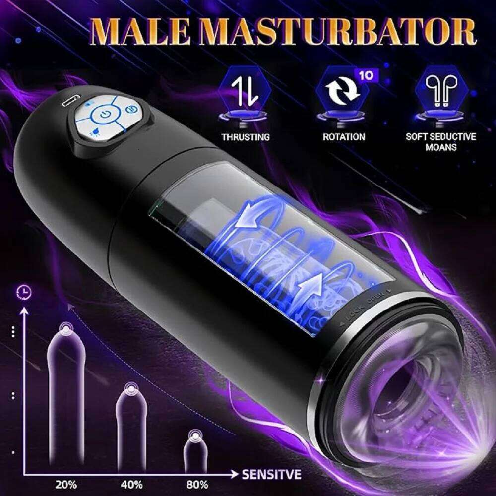Automatic Telescopic Rotation Masturbator Cup Pussy Penis Exercise Real Vagina Masturbation Blowjob Machine Sex Toy For Men W260305