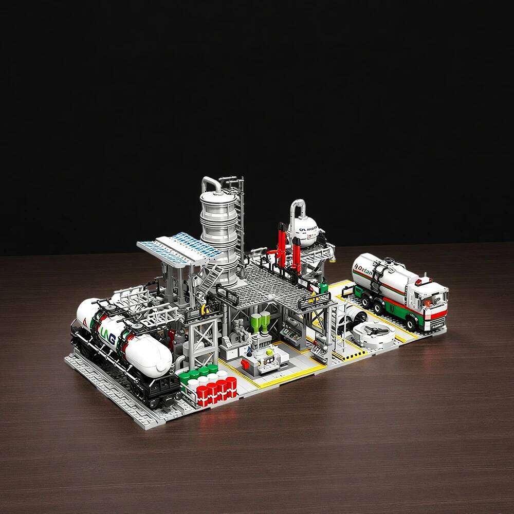 3 in 1 Assembly Street View Building Blocks Natural Gas Storage Center Laboratory Transport Station City Series Collection Z260306