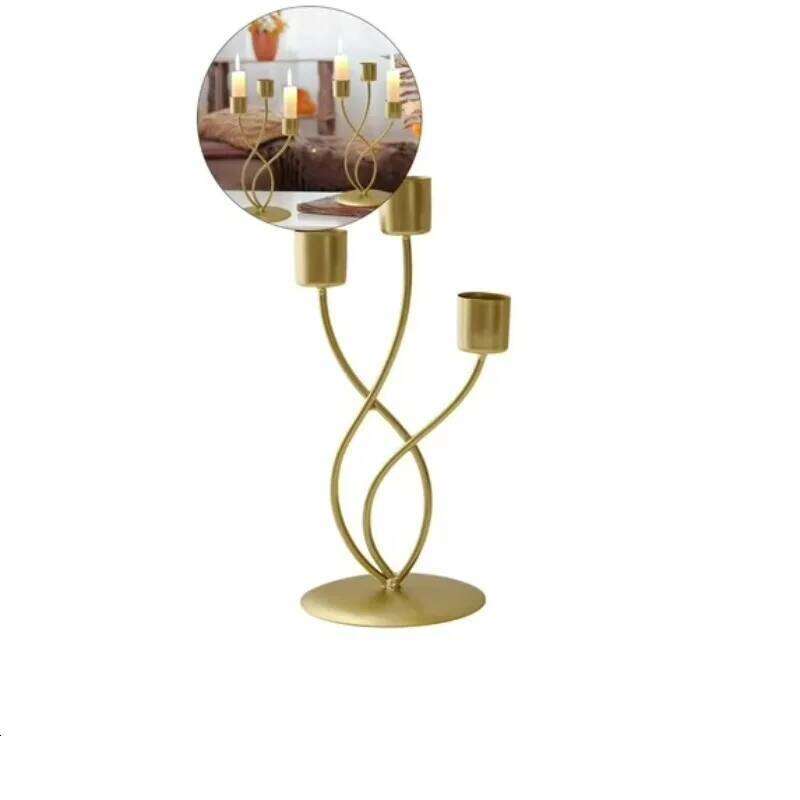 Modern Curved Iron Candle Holder Minimalist Art Design Home Decor, Ideal for Dining Table Living Room Party Settings XJ260305
