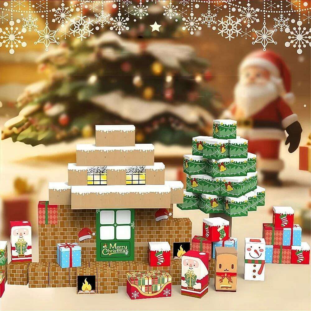 Creative Magnetic Building Blocks Santa Claus Scene Model DIY Assembly Bricks for Kids Birthday Christmas gifts Z260305