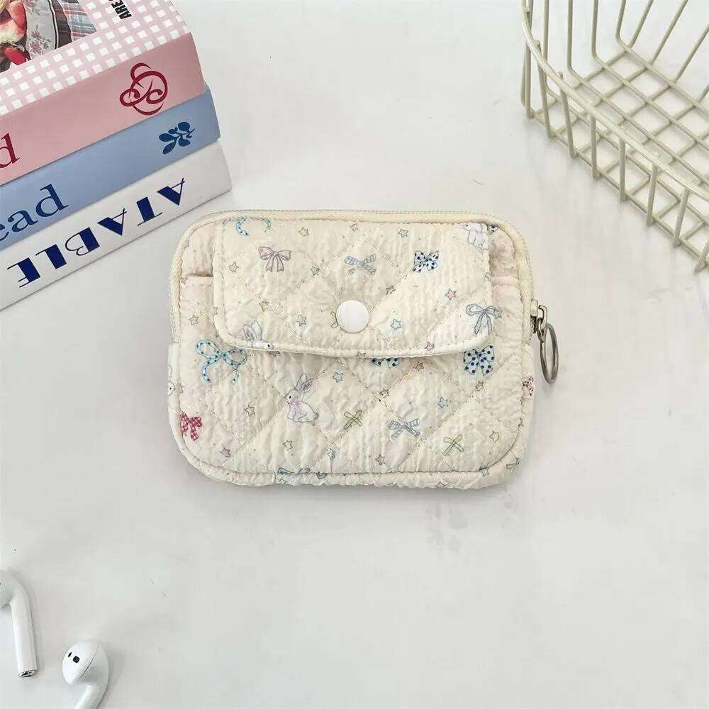 Cartoon Printing Mini Canvas Coin Purse Multifuctional Korean Style Cute Wallet Card Holder Jewelry Packing Bag C260304