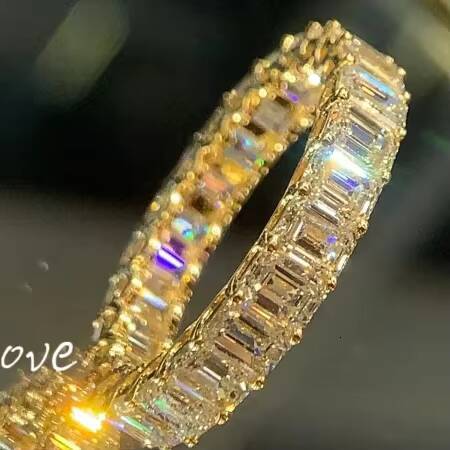Vintage Custom Emerald Cut Diamond Ring - 9K-18K Gold Lab Grown Bridal Jewelry for Women Engagement Party Wear