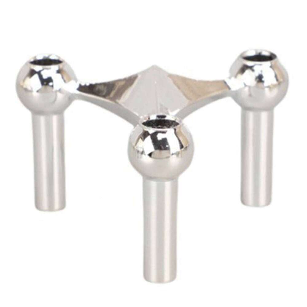 CHRISTMAS 3X Metal Candlesticks Nordic Molecular Structure Centerpiec Living Room Home Decorative Candlestick Silv XJ260305