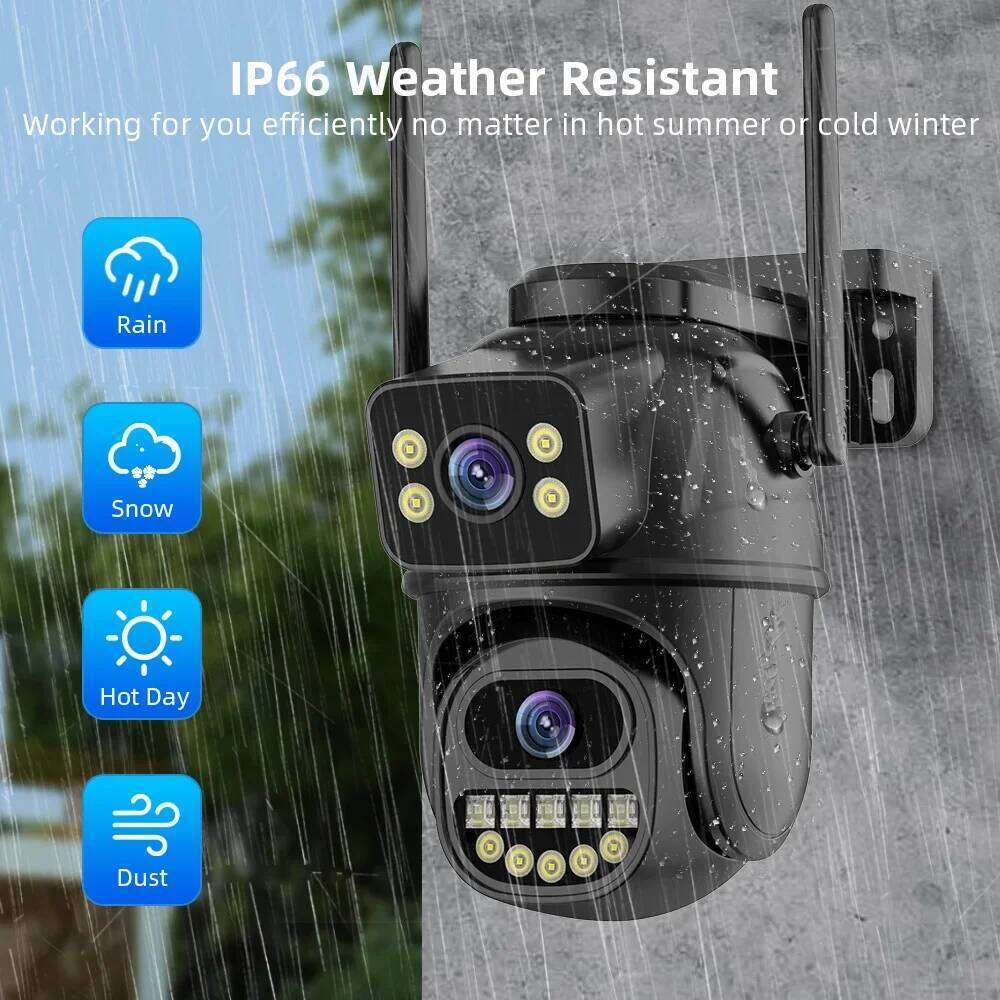 RDV 4K 8MP WiFi Surveillance Camera, Dual Lens, 4X Digital Zoom, AI Human Detect, , Outdoor Security PTZ IP Cameras 26W0306