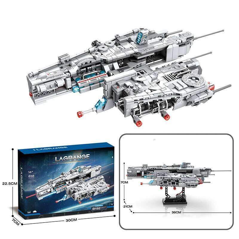 858PCS Heavy Attack Aircraft Building Blocks Space Battleship Artillery Ship Missile Assembly Bricks Toy Children Holiday Gift Z260305