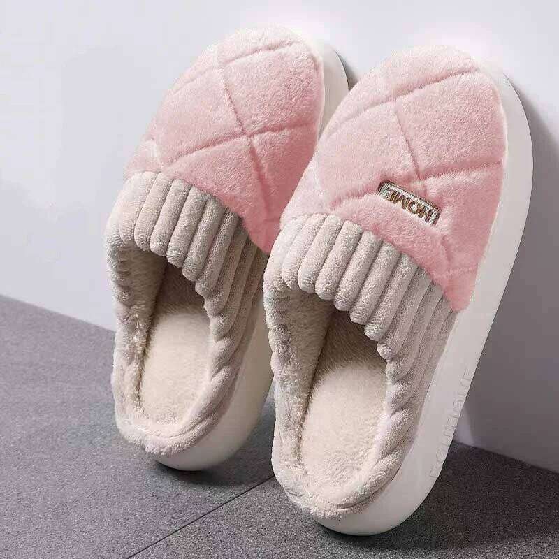Women's Home Soft Bottom Plush Anti-slip Thermal Slippers Indoor Winter Men's Fashion Casual Flats Slip