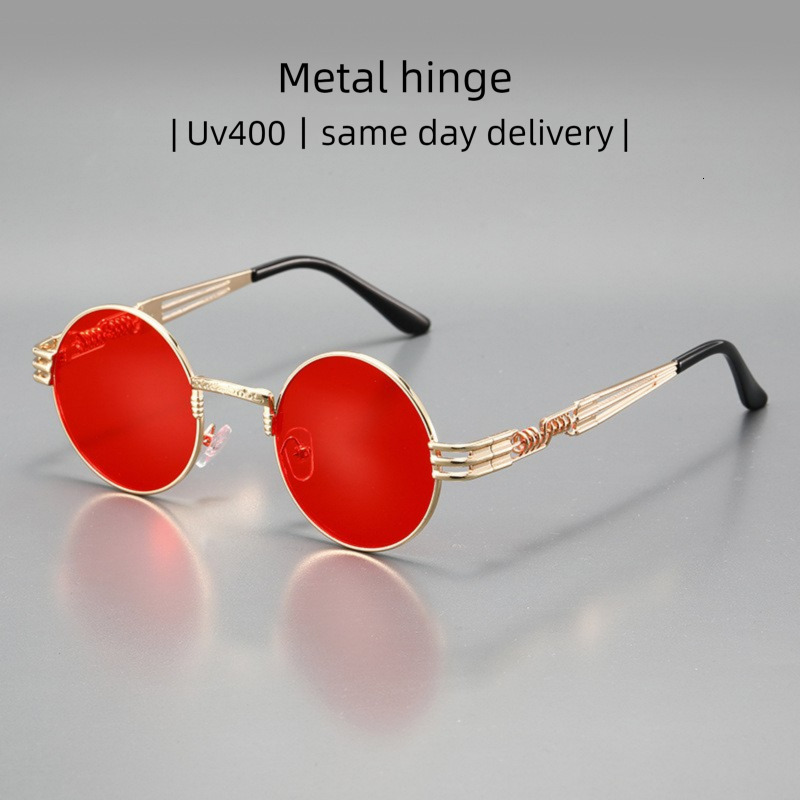 2026 New Designer Luxury Brand Classic European And American Metal Punk Women's Sunglasses Retro Men's Hollow Glasses Round Fashion Brand Su