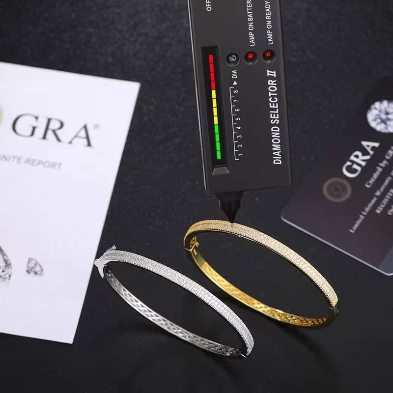 Unisex 925 Sterling Silver Moissanite Diamond Bangle Hip Hop Style Fine Jewelry for Women